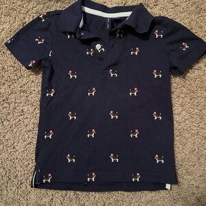 Janie and Jack Dark Blue Polo with Dog Pattern